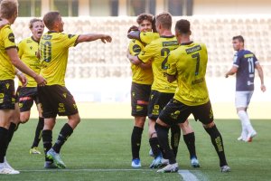 God stemning etter at Markovic sendte Start i ledelsen med 2-1 scoringen. Foto: Tor Erik Schrøder / NTB scanpix