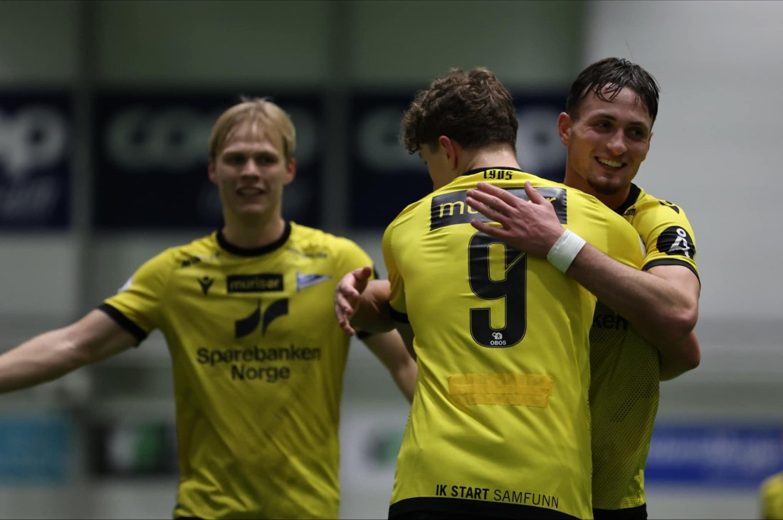 Felix Kutsche Eriksen scoret sitt første mål for Start mot Lyn. Foto: Daniel Haus.