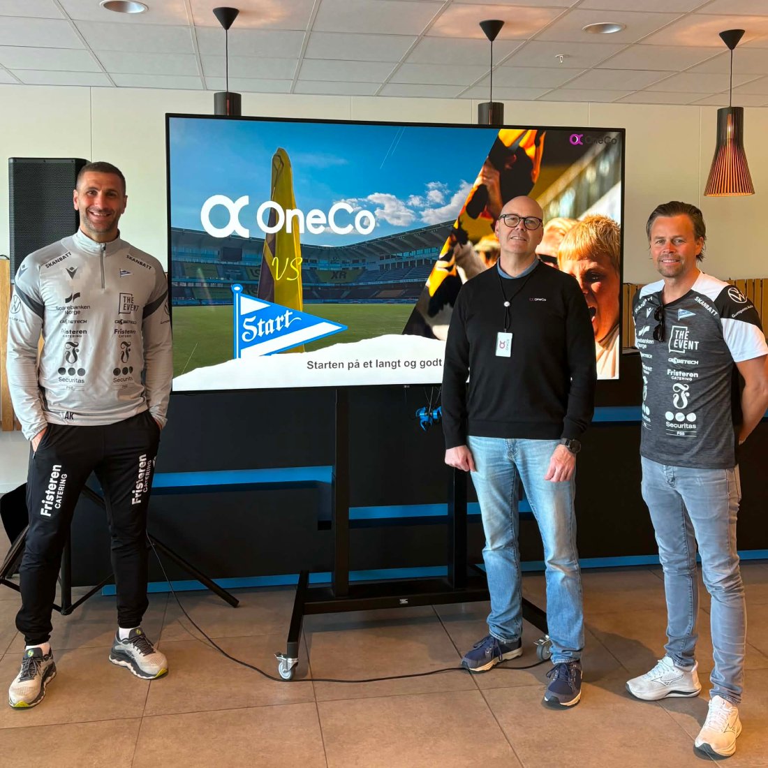 (F.v) Azar Karadas, Frank Iglebæk og Kristian Westgaard hos OneCo tidligere i dag.