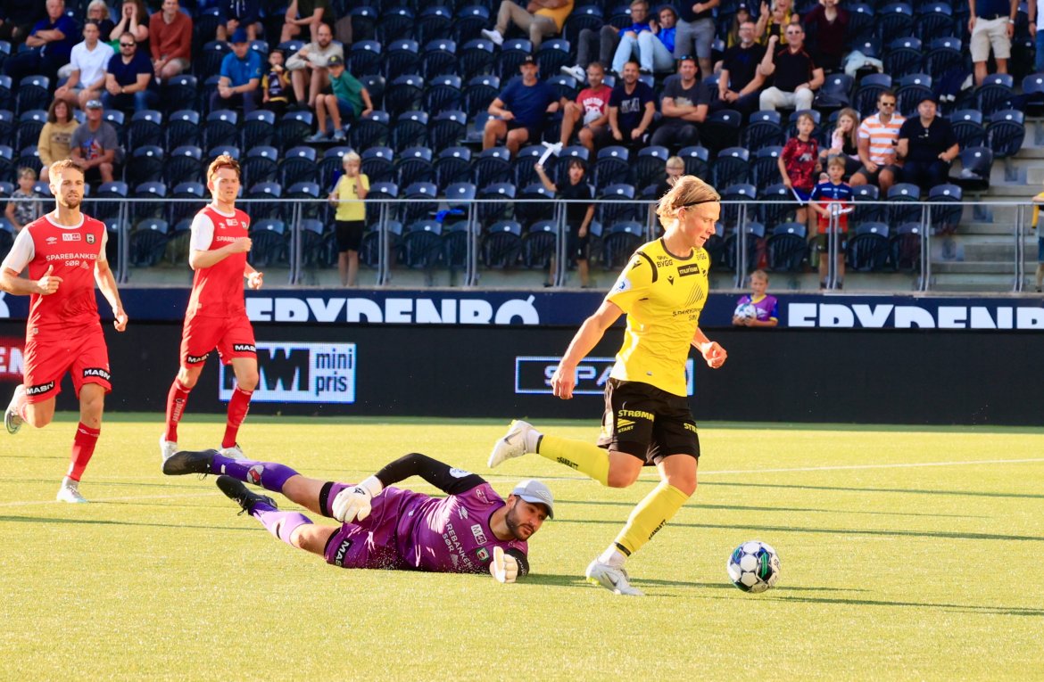 Mathias Grundetjern 5-0 til Start over Bryne. Foto: Tor Erik Schrøder