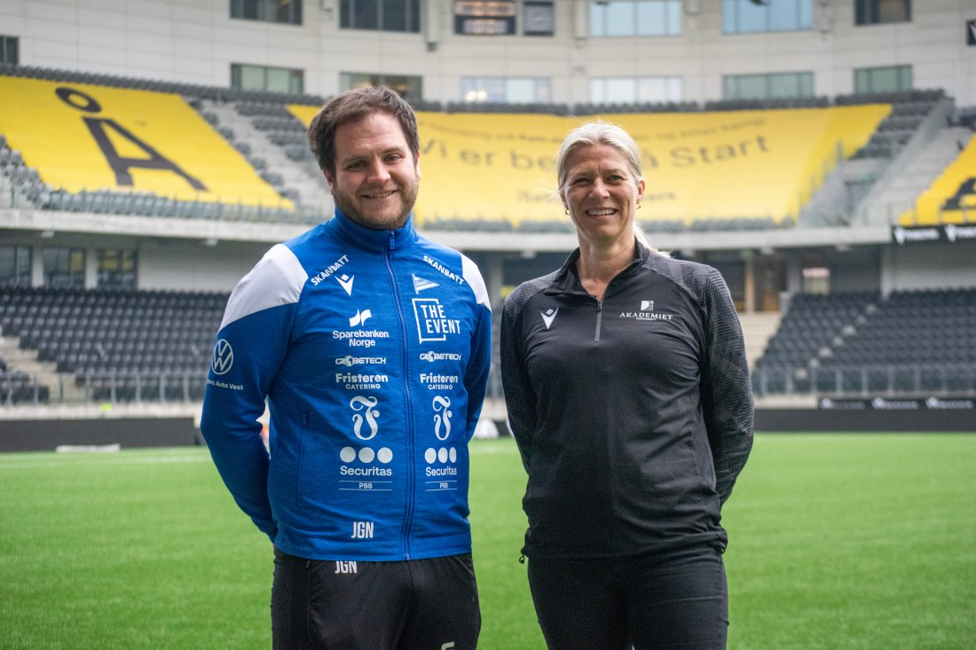 (F.v) Utviklingsleder i IK Start, Johan Gjønnes Nilsen og sportssjef ved Akademiet Toppidrett, Hilde Nævestad.